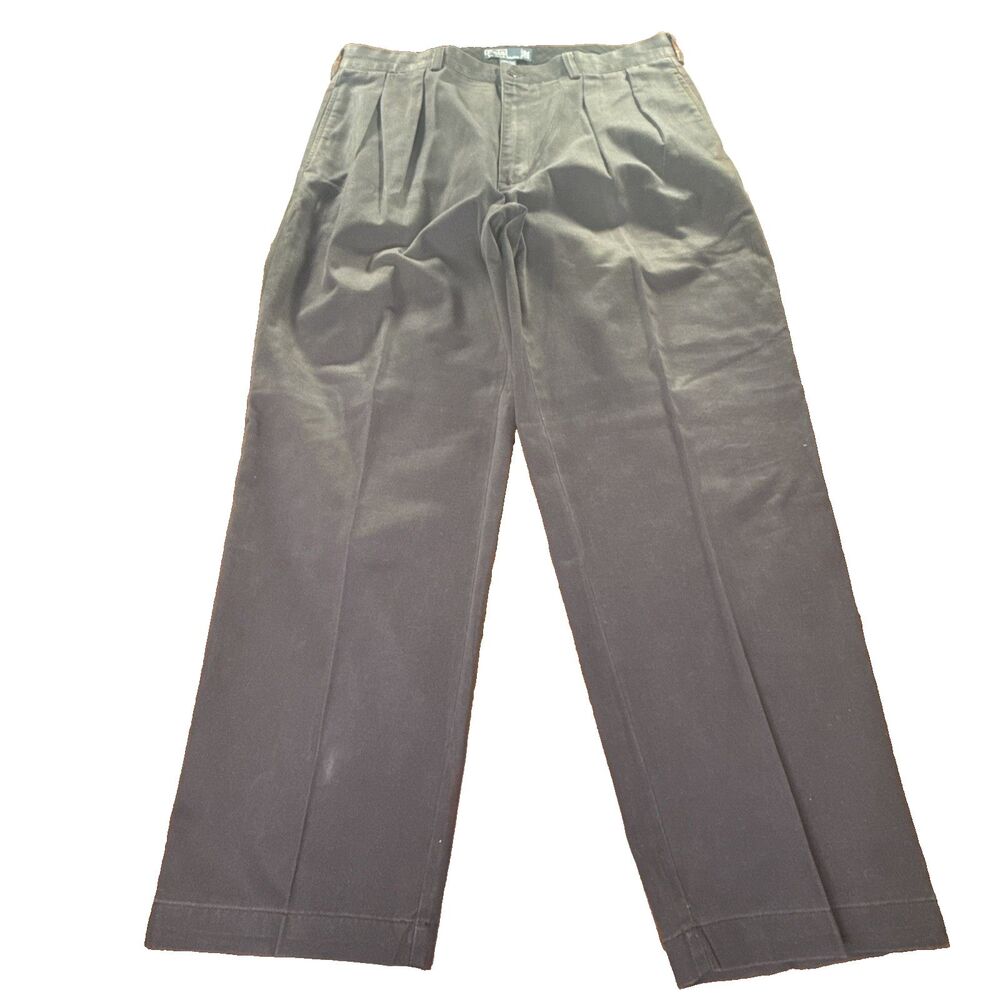 Polo Ralph Lauren Mens 38x30 Gray Pleated Andrew Pant Chino Trousers Cotton